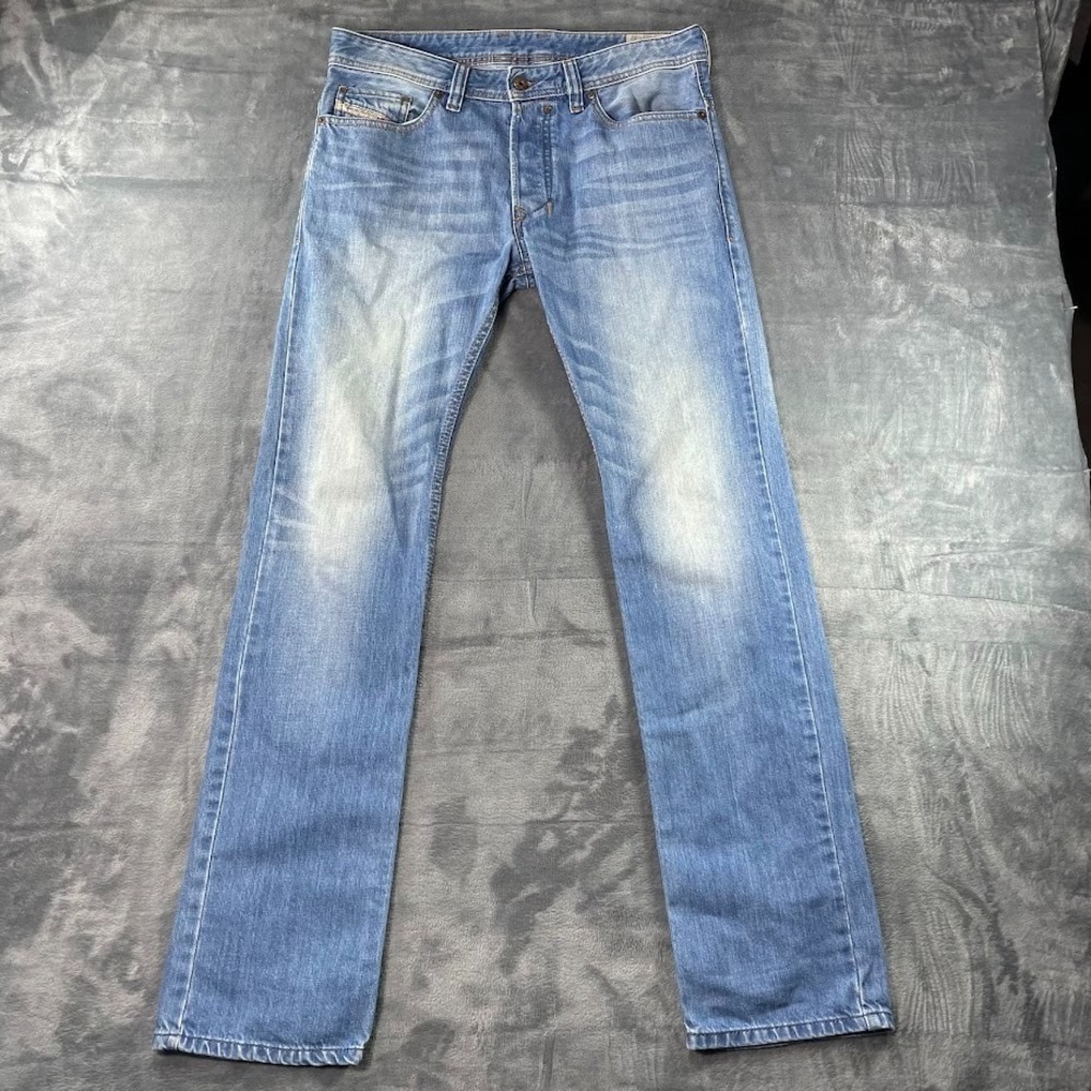 Diesel Safado Jeans Mens 30 FITS 34x34 Blue Button Fly Slim Straight Denim Italy